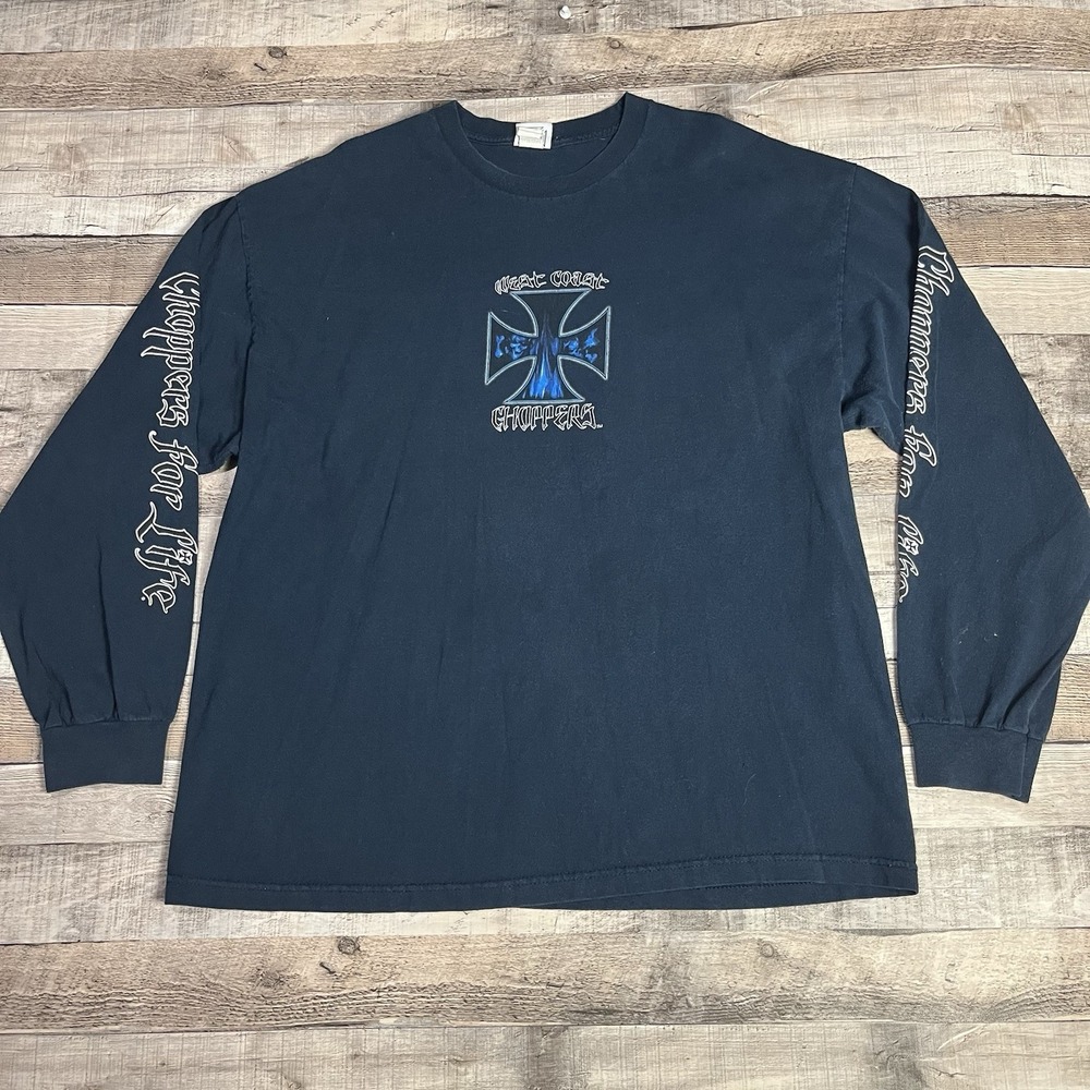 West Coast Choppers Shirt Size 2XL Blue Long Sleeve Jesse Who Biker  Motorcycle